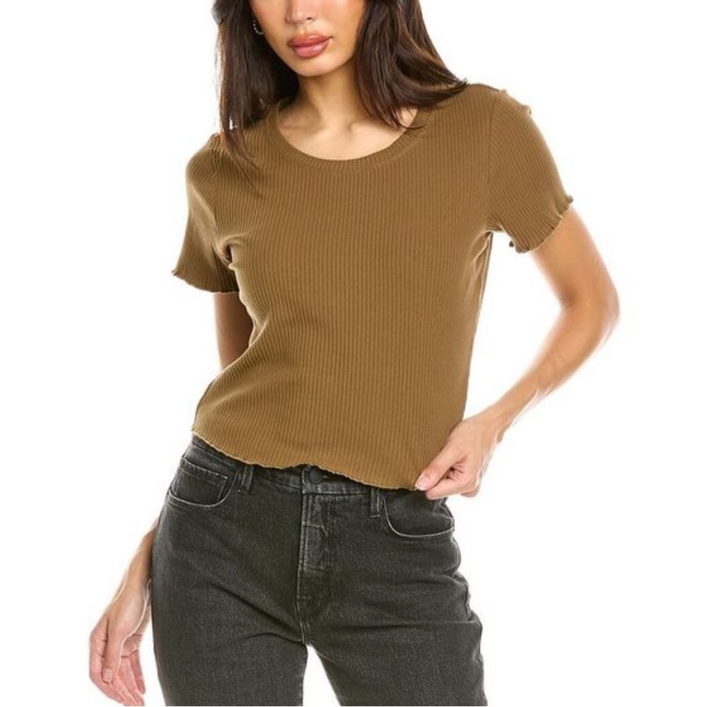GOOD AMERICAN - Essential Rib Baby T-Shirt in Sepia Brown